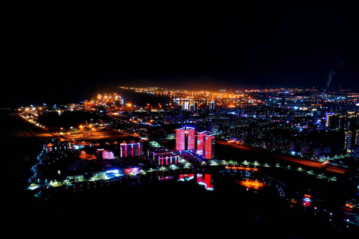 日照万平口航拍夜景