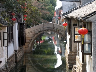 周庄，水巷景色，小桥，流水，人家