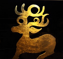 仿文物鹿金属图案，神鹿，首都博物馆文物展。