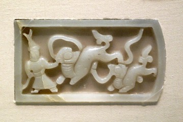 狮蛮纹带銙、（钅宅）尾，元代，国家博物馆中国古代玉器艺术展。001