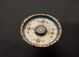 景泰蓝盏托，海淀区八里庄出土，北京首都博物馆文物展。