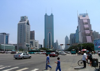 深圳市印象，市区街景，地王大厦。