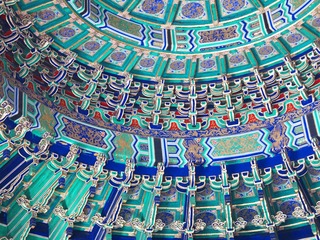 北京市天坛公园，皇穹宇，穹顶，中国古典装饰色彩和图案。