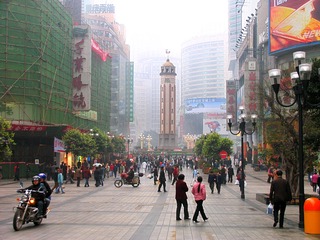 重庆，解放碑商业步行街，解放碑，商场，消费者，商业街