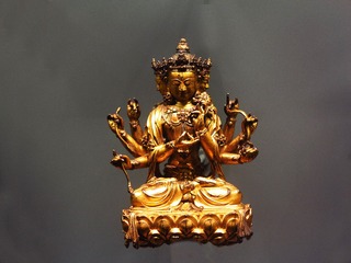 明代佛像，北京首都博物馆文物展。