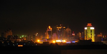 辽宁省鞍山市，市区夜景。