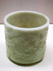 人物纹笔筒，清代，国家博物馆中国古代玉器艺术展。