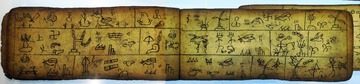 纳西族东巴经（非物质文化遗产），用当地土产纸张、用古老的象形文字东巴文书写的东巴经，卷帙浩繁，记录了纳西族传统文化的丰富内容，是中华民族文化的一个珍贵遗产，云南省博物馆。
