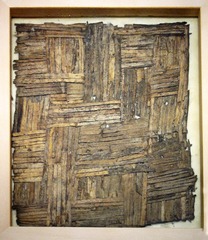 苇编，河姆渡文化（约公元前5200年-前4200年），1974年浙江余姚河姆渡出土，中国国家博物馆文物展。