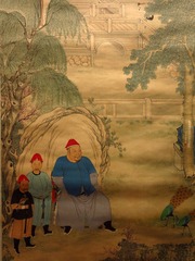 佚名贵族行乐图轴（局部），首都博物馆“古都北京”文物展。