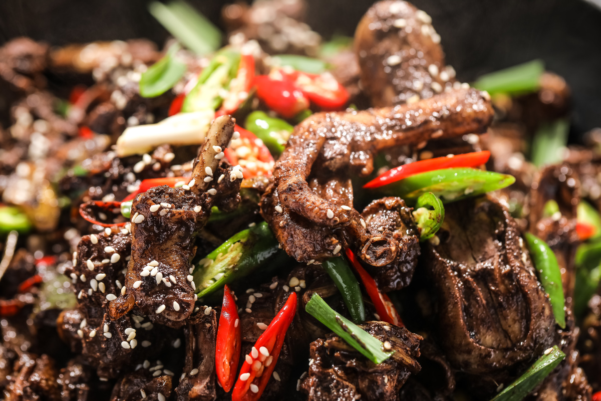 美食摄影醋血鸭