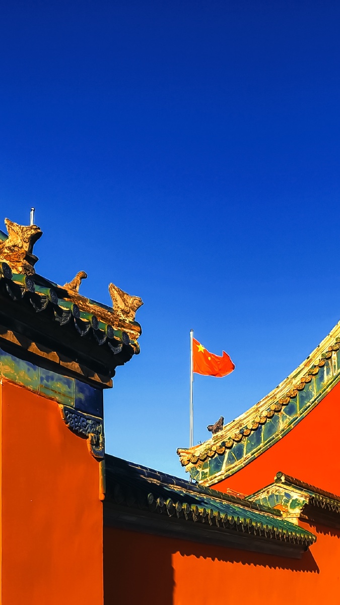 宫墙碧瓦蓝天湖北钟祥元佑宫