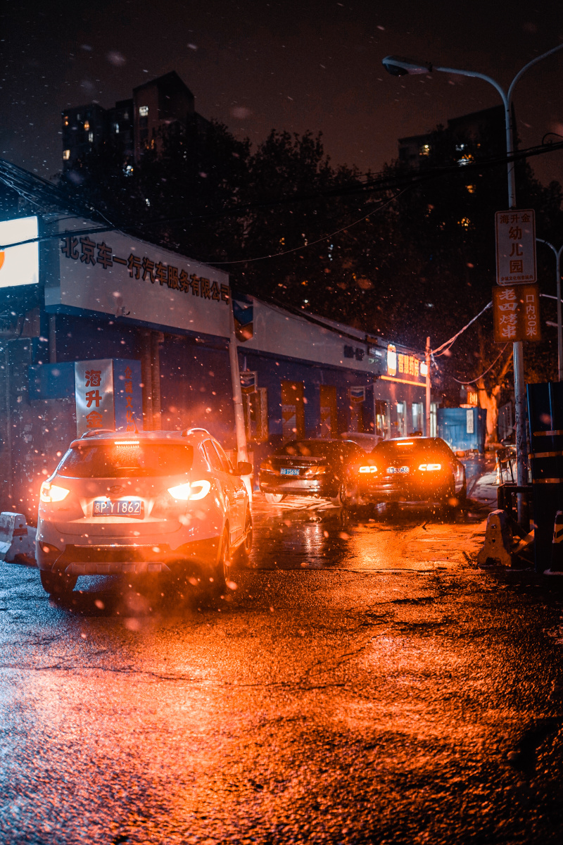 下雪是浪漫的,在街上用相机记录人们下雪时的状态非常兴奋!