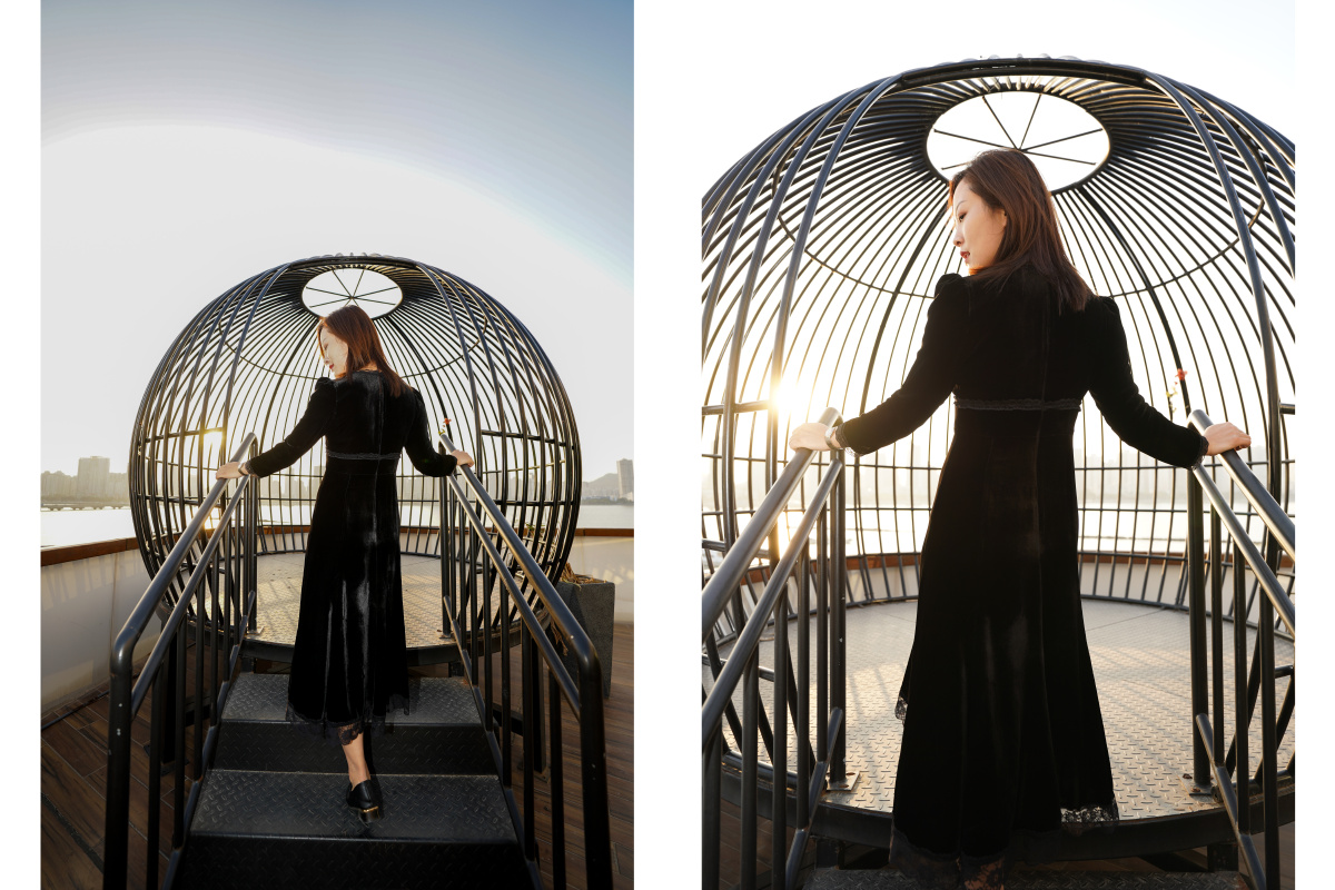 笼中的女孩一组超广角人像