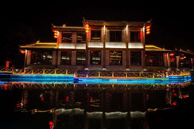 6d拍摄夜景这里是大漯河河上街古镇