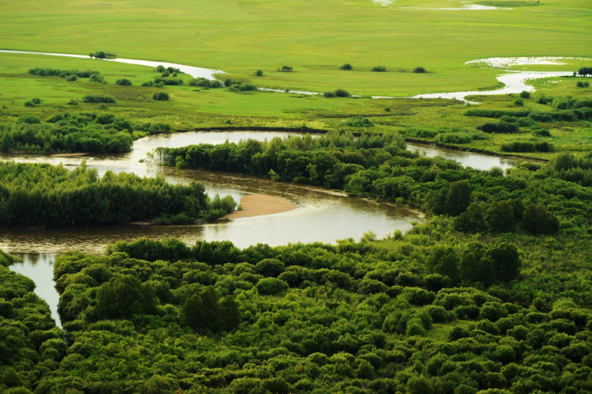 蜿蜒的河流,草原湿地