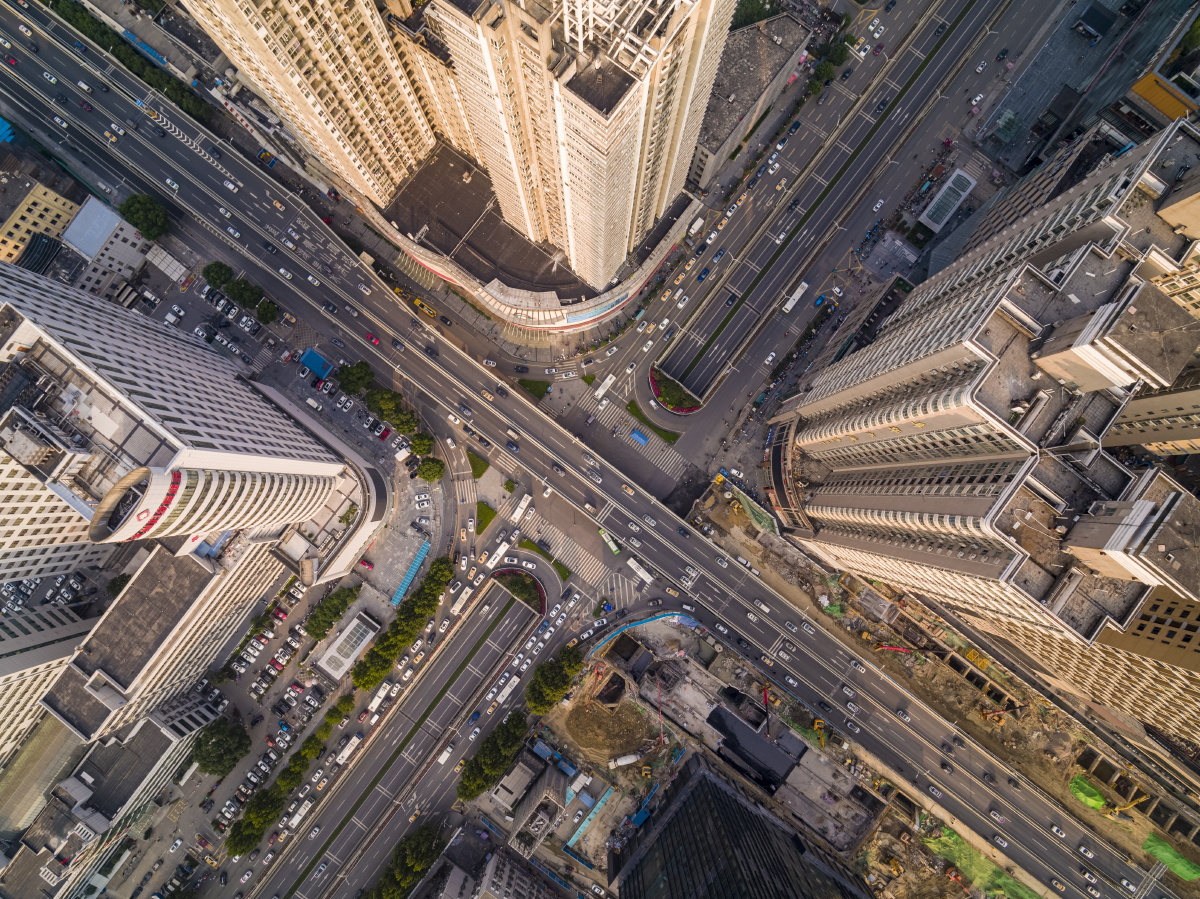 航拍武汉街道口