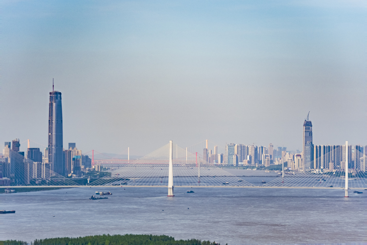 航拍武汉八桥合一