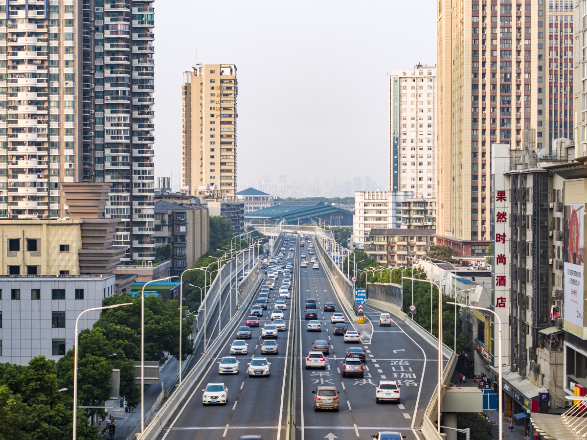 航拍武汉街道口立交二环线