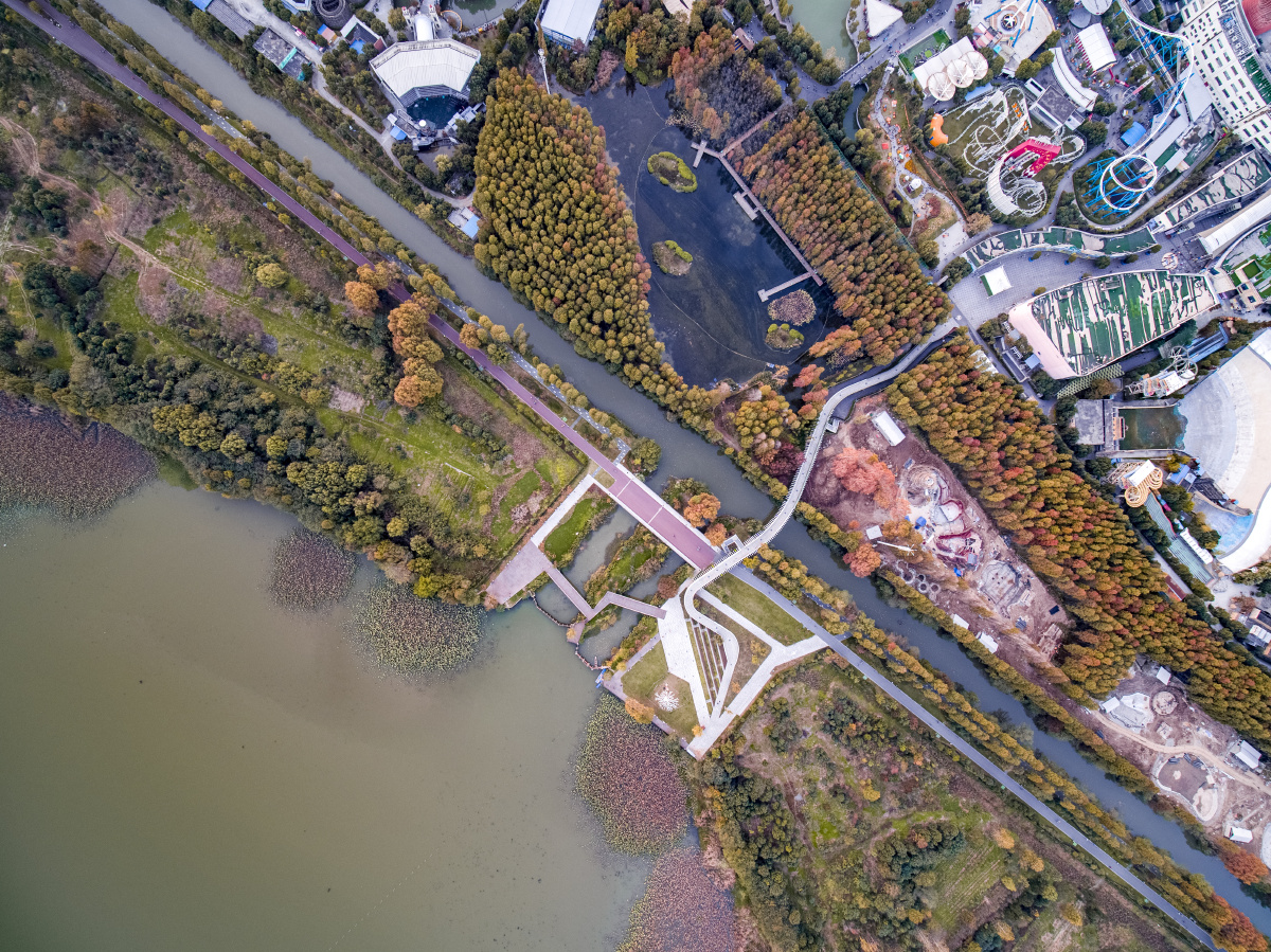 航拍武汉·东湖绿道·华侨城·欢乐谷