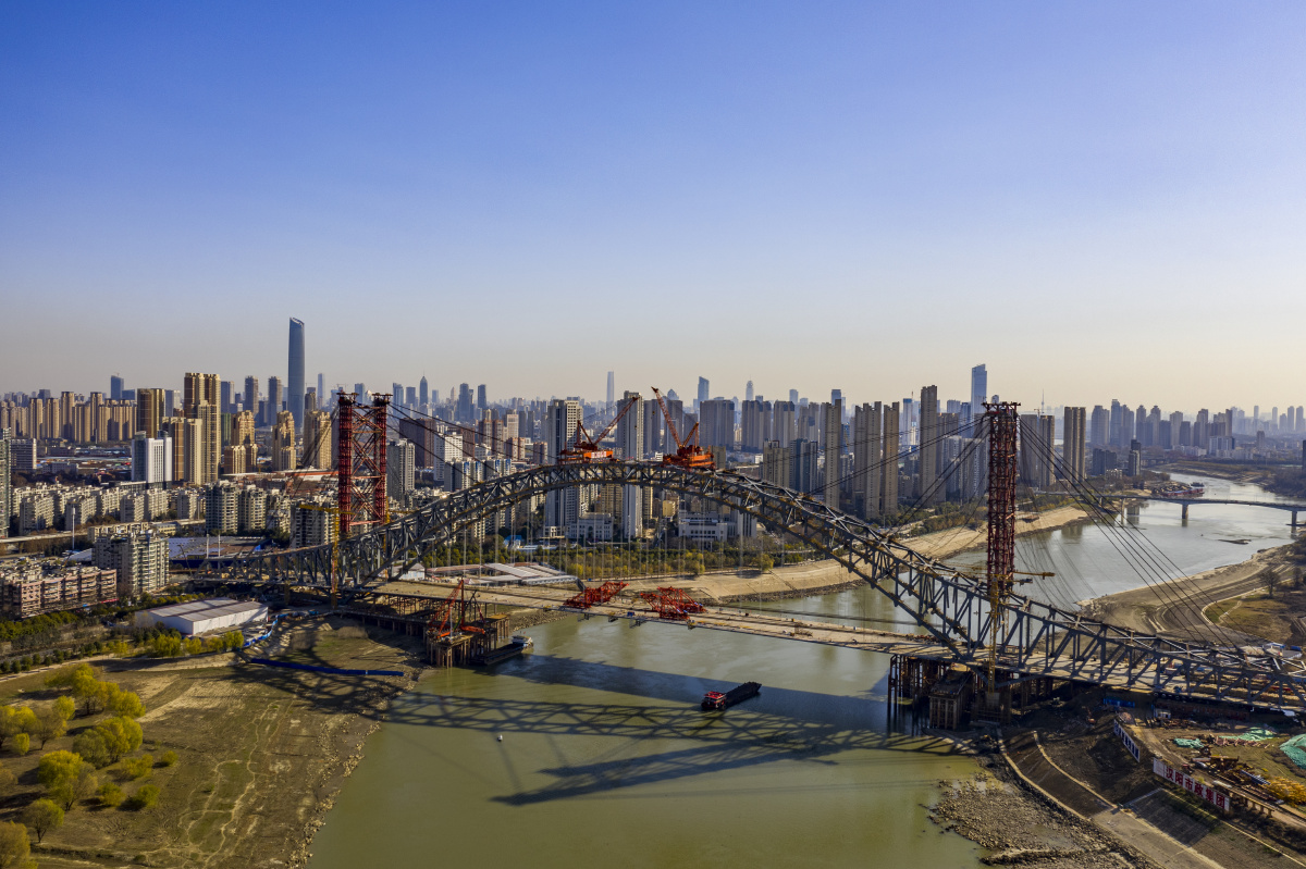 航拍武汉江汉七桥