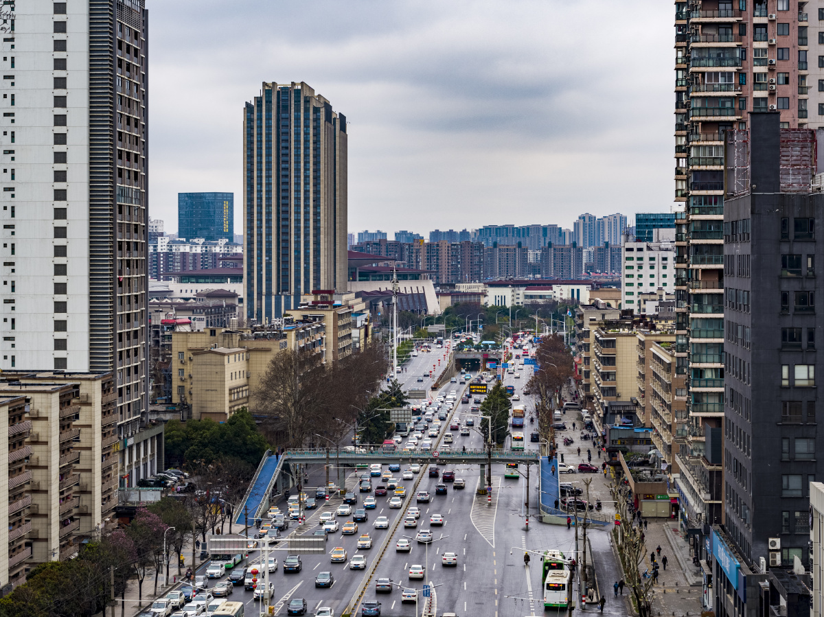 航拍武汉大东门中山路武昌火车站