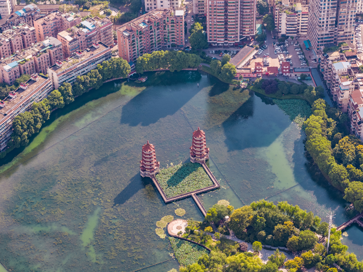 航拍武汉宝岛公园