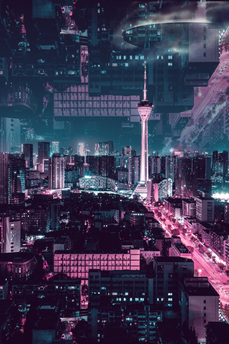 赛博朋克成都模仿最近很火的一个城市摄影