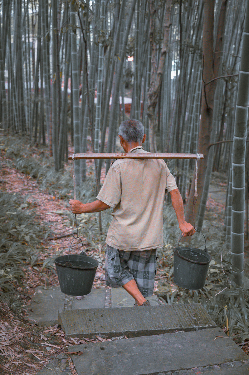 挑水的人.摄于峨眉山报国寺旁. - 琼波巴 - 图虫