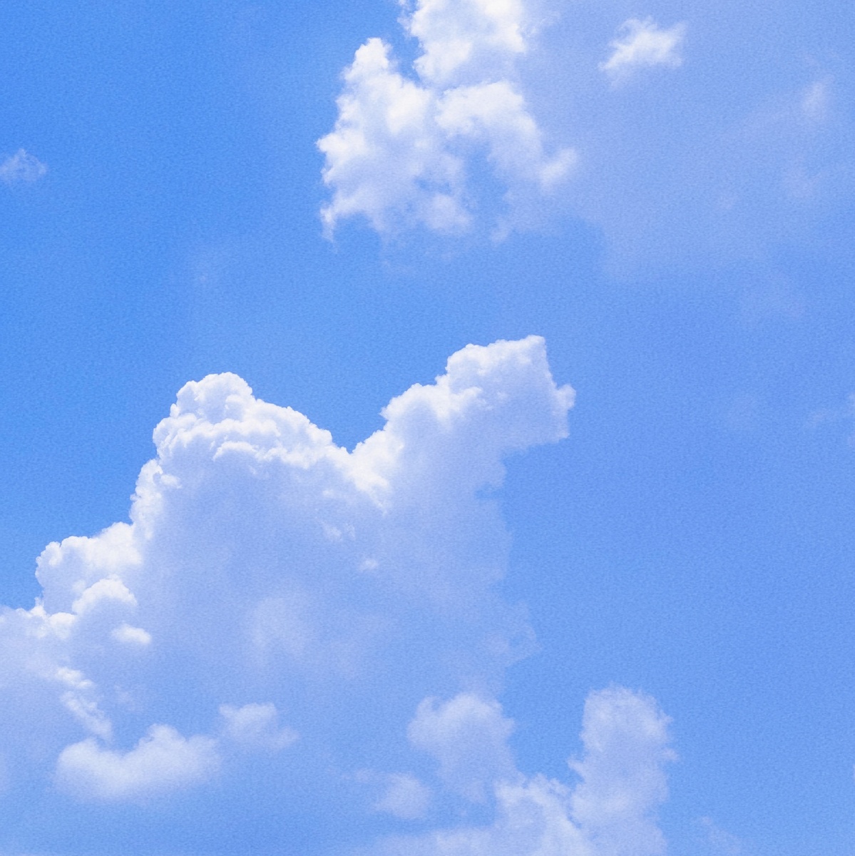 湛蓝天空上像奶油泡芙一样的云朵溢出夏天的味道