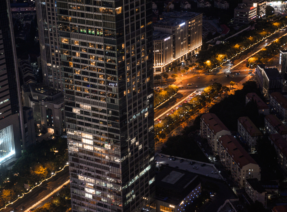 魔都夜景朵云书院视角上海三件套