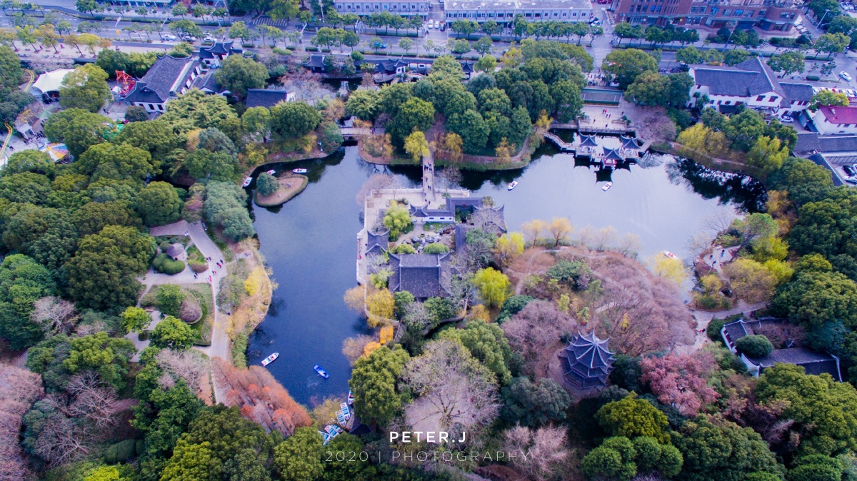 上海市奉贤区古华公园沪上迷你瘦西湖俯瞰别有风味