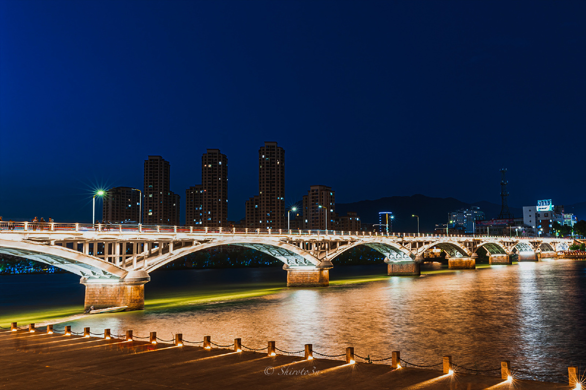 夜景,天台南门大桥&济公故居