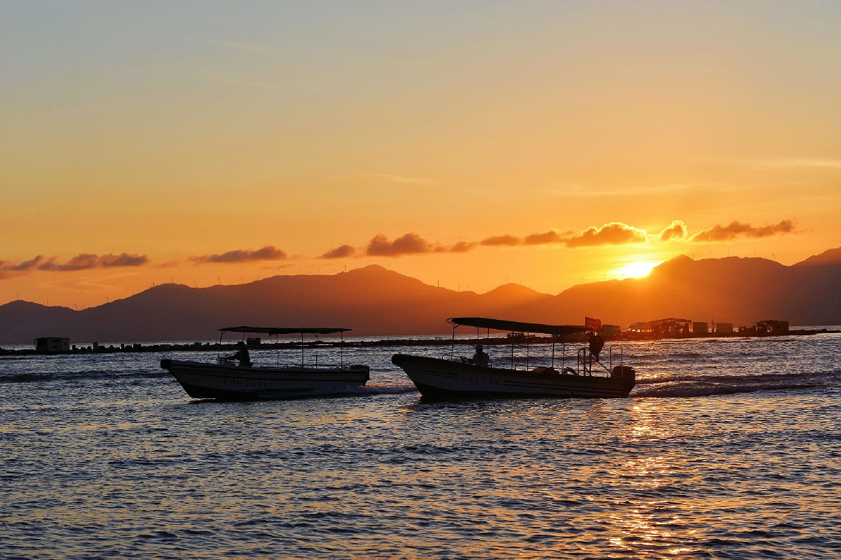 阳江海陵岛沙滩,马尾岛日落.