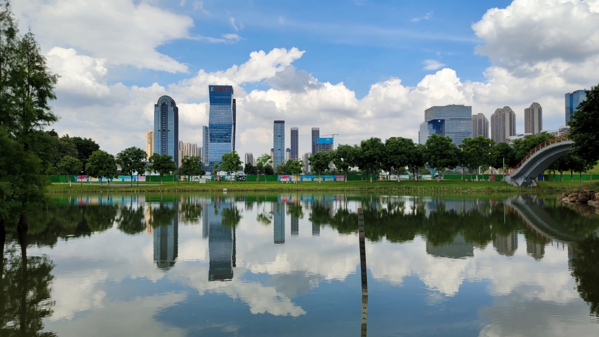 佛山南海区千灯湖城市绿化景观实拍