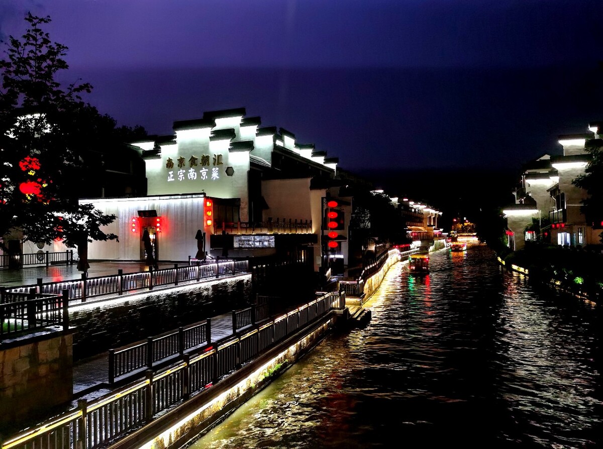 中国，南京，风景，夜晚，闪电時的桃叶渡