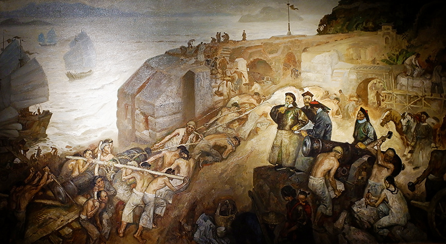 翻拍虎门海战博物馆油画