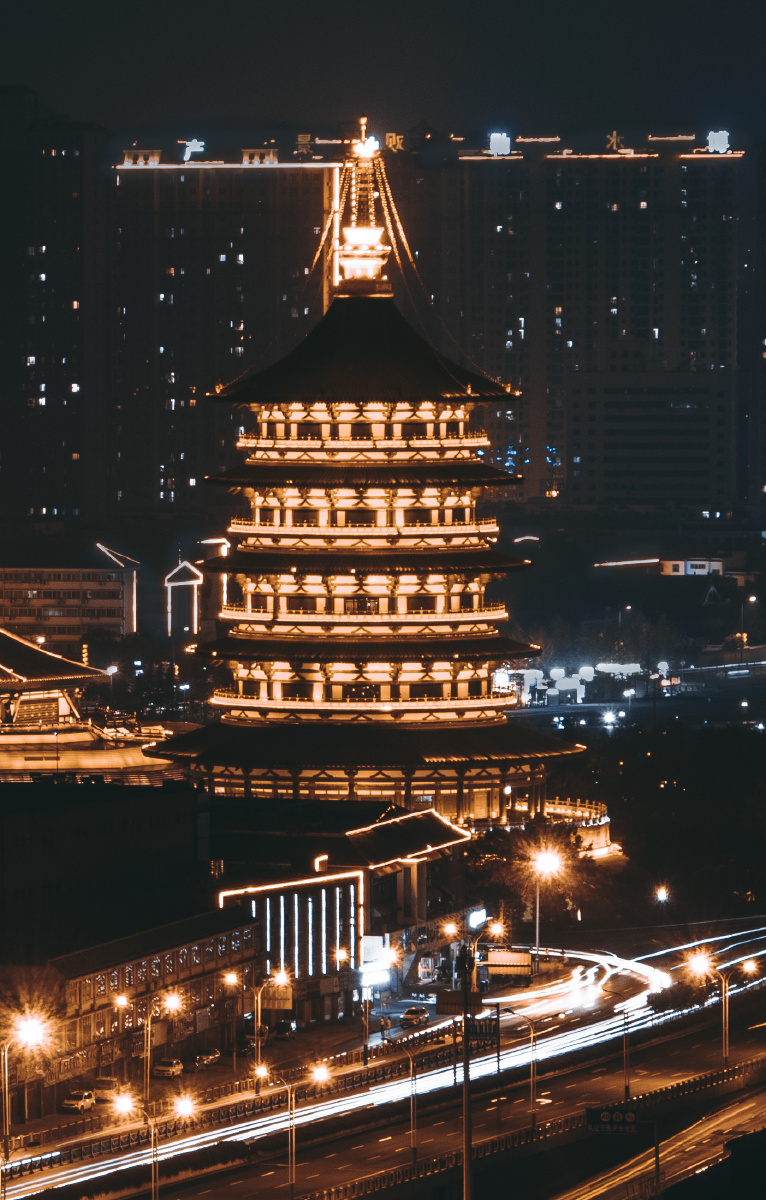 洛阳明堂天堂景区夜景拍摄地点道北路巨隆星城楼顶大概二十三四层的