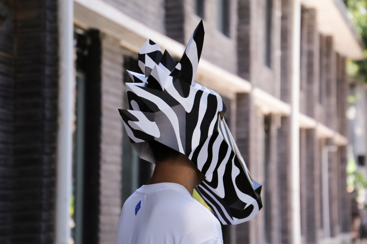 斑马纸模头套面具