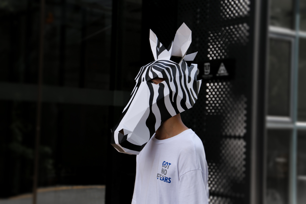 斑马纸模头套面具