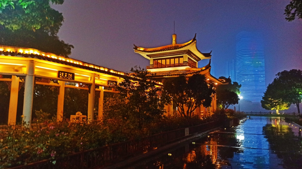 长沙橘子洲头夜景湘江