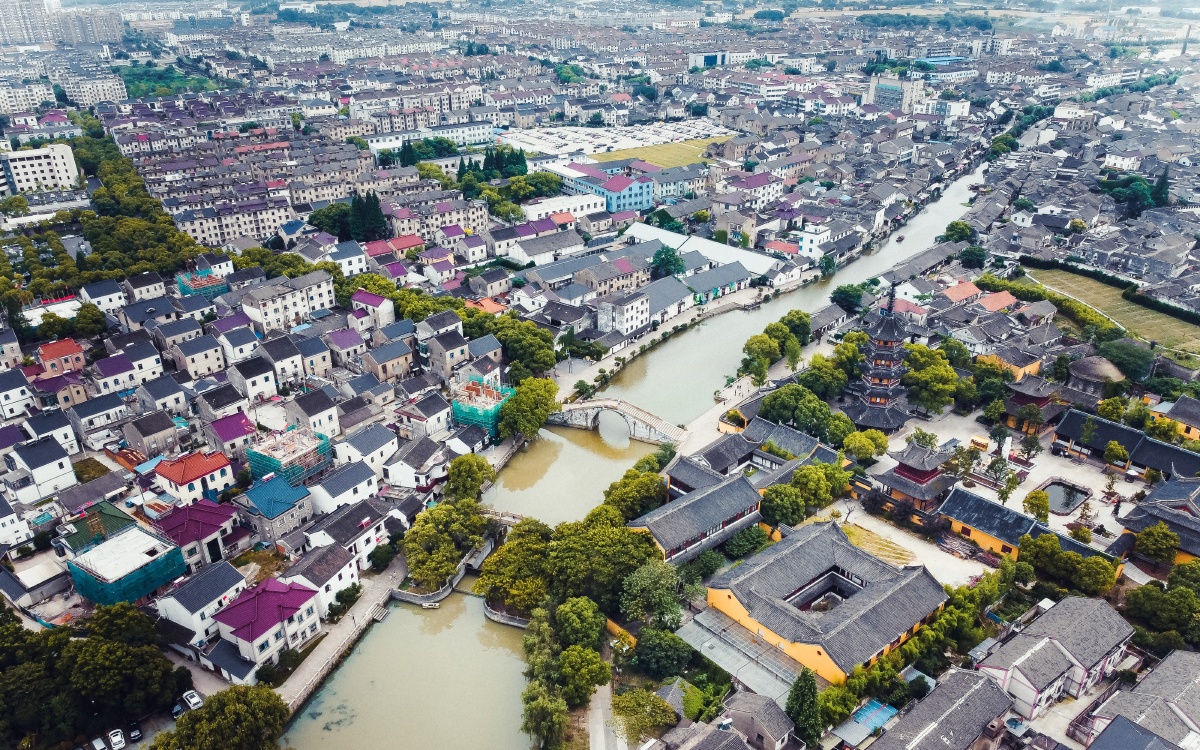 震泽古镇全景摄于苏州震泽古镇春