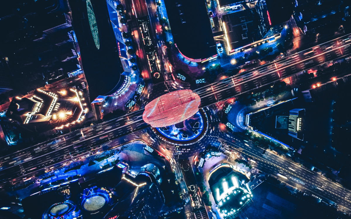 鸟瞰五角场商圈