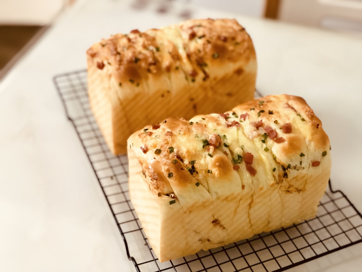 最成功的一次香葱肉松火腿吐司.满屋飘香.柔软的