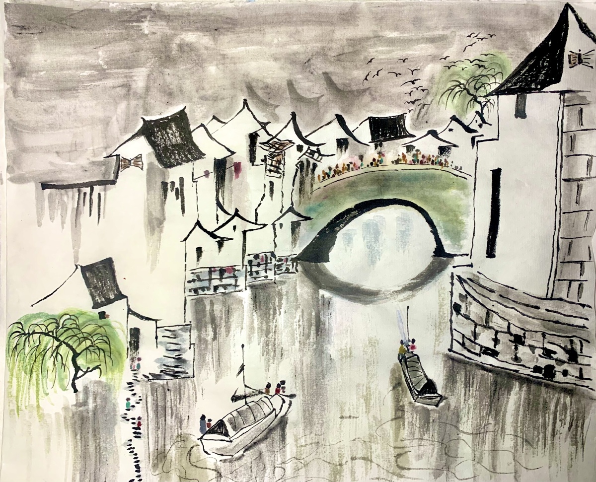 再画一幅江南水乡美景