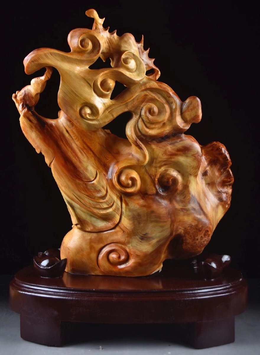 招财进宝太行崖柏满瘤疤动态神韵雕刻精美财源广进日进斗金财运亨通