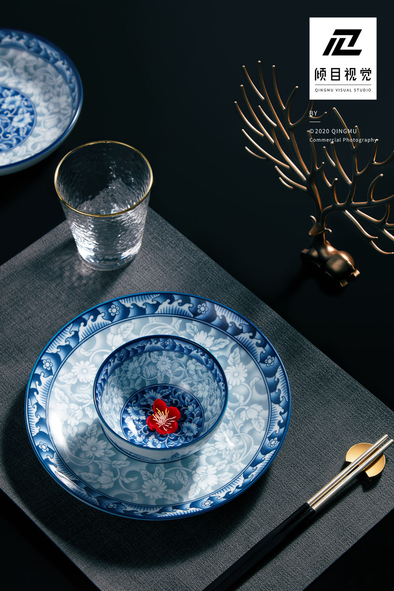 美美器青花瓷餐具摄影参宝陶磁器70倾目视觉