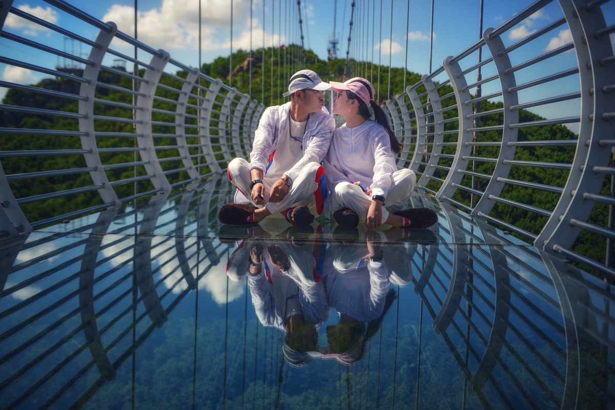 延吉琵岩山玻璃栈道自拍