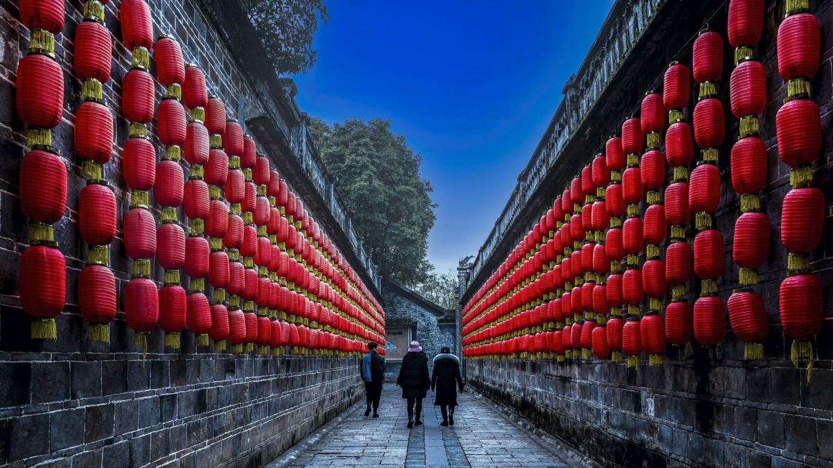 红灯笼拍摄位置成都大邑县刘氏庄园博物馆