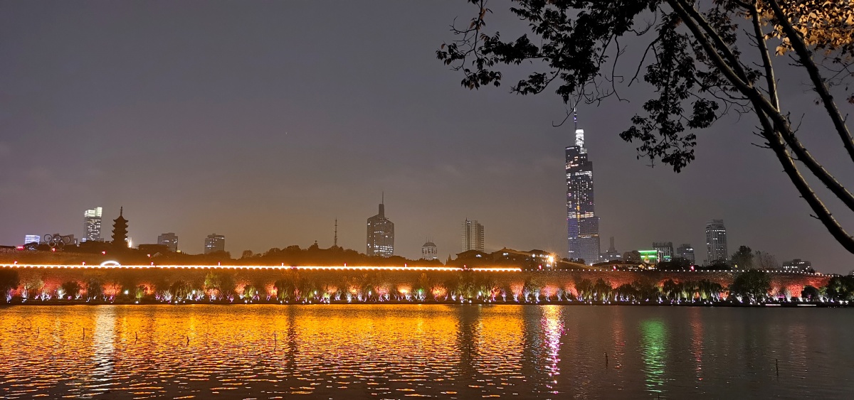点点灯光,恍惚间有点像童话里的王国 ——玄武湖夜景